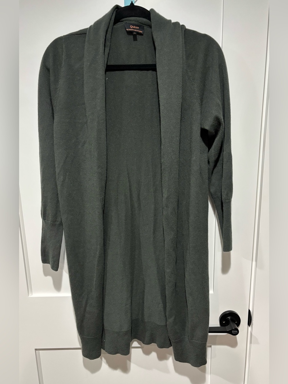 Quince 100% Mongolian Cashmere Open Front Cardigan Olive Green Size M
